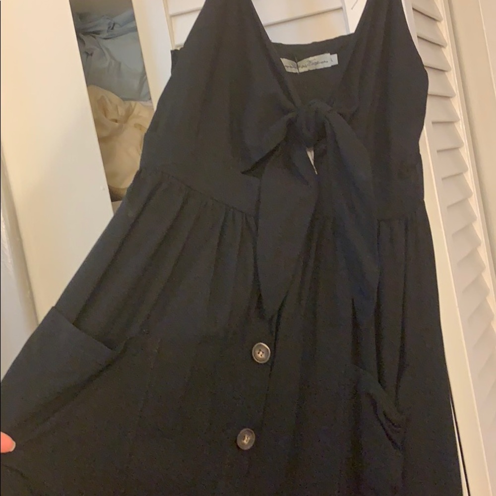 Nasty Gal Black midi front tie dress.